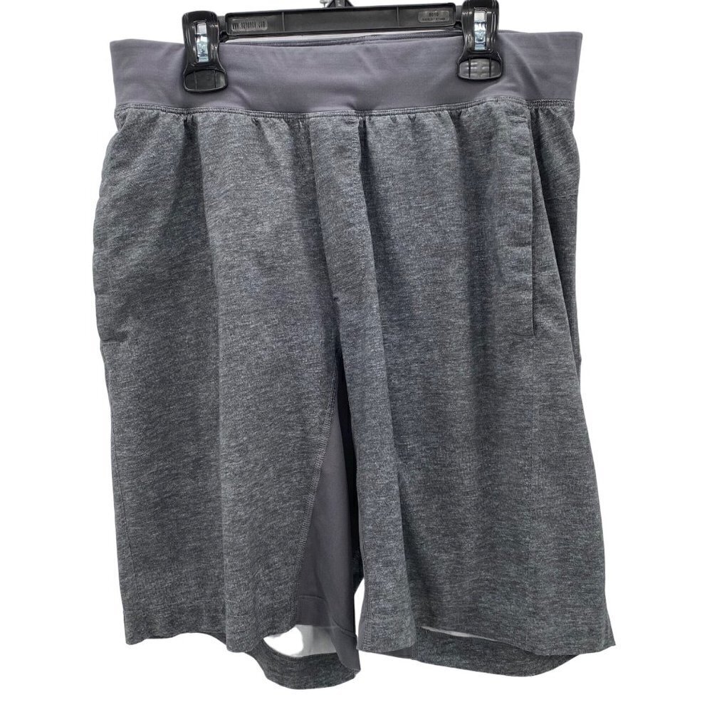 Lululemon T.H.E. Short Linerless 9" Heathered Texture Printed Mercury Deep Coal